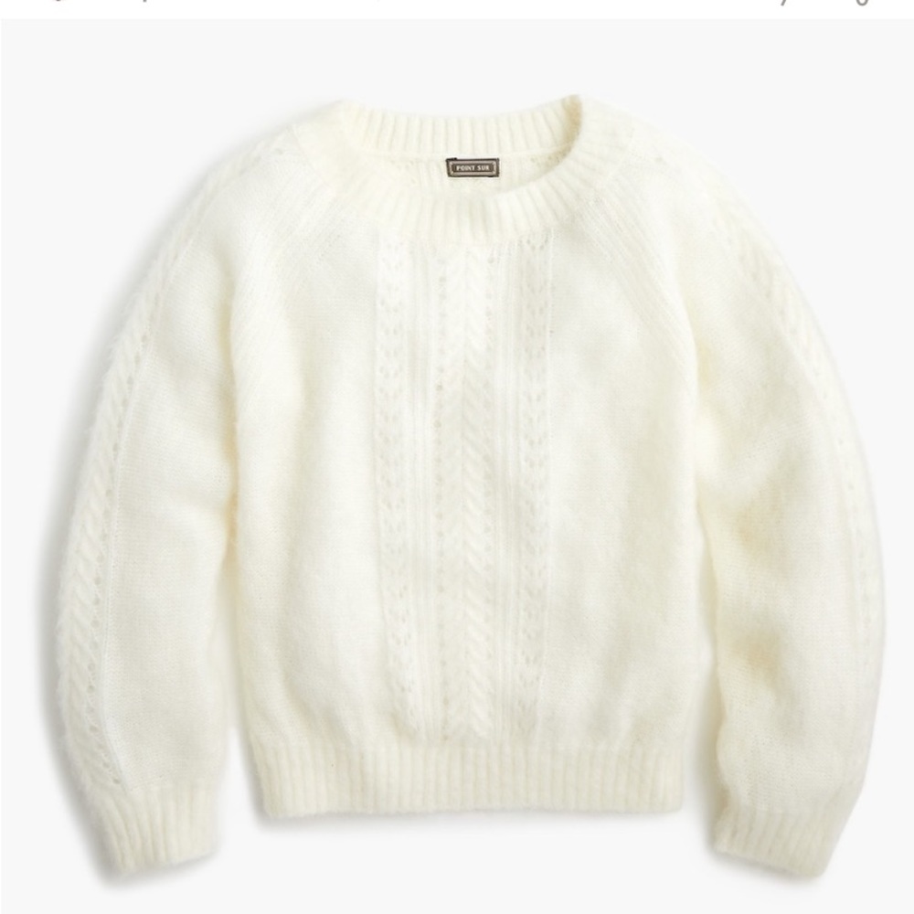 Jcrew Pointelle Point Sur mock neck sweater - slight balloon sleeve, size M